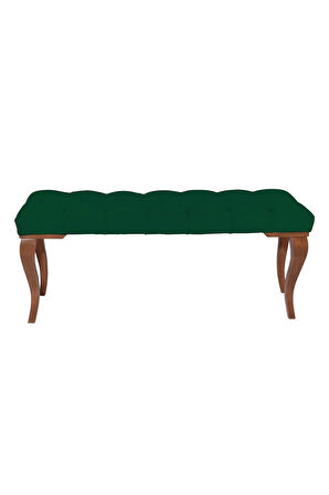 Gazzini Classic Lükens Gürgen Ayak Chester Model Kapitoneli Yeşil Puf Bench - Ceviz Ayak