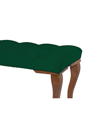 Gazzini Classic Lükens Gürgen Ayak Chester Model Kapitoneli Yeşil Puf Bench - Ceviz Ayak