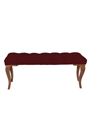 Gazzini Classic Lükens Gürgen Ayak Chester Model Kapitoneli Bordo Puf Bench - Ceviz Ayak