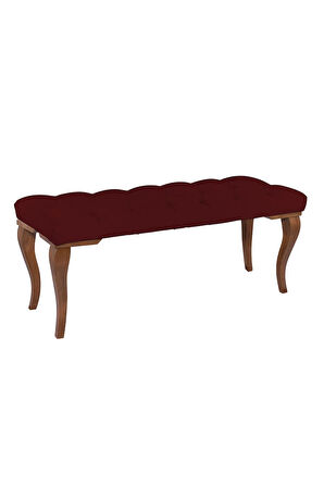 Gazzini Classic Lükens Gürgen Ayak Chester Model Kapitoneli Bordo Puf Bench - Ceviz Ayak