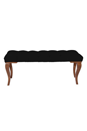 Gazzini Classic Lükens Gürgen Ayak Chester Model Kapitoneli Siyah Puf Bench - Ceviz Ayak