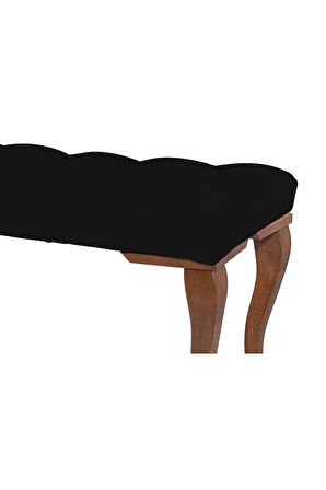 Gazzini Classic Lükens Gürgen Ayak Chester Model Kapitoneli Siyah Puf Bench - Ceviz Ayak