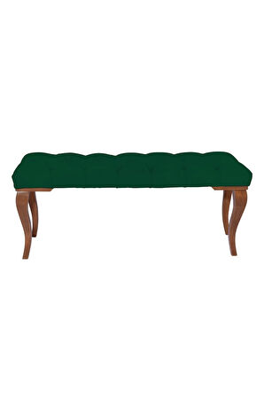 Gazzini Classic Torna Gürgen Ahşap Ayak Chester Model Kapitoneli Yeşil Puf Bench - Ceviz Ayak