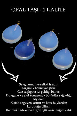 Sertifikalı 24k Altın Kaplama Damla Kesim Opal Taşı Kolye