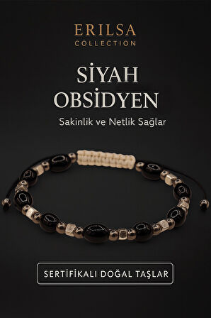 Sertifikalı Doğal Siyah Obsidyen Bileklik – Sakinlik ve Netlik Sağlayan Enerji Taşı