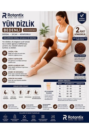 2 Adet Medikal Deve Tüyü Yün Dizlik Kahverengi - Ortopedik Termal Sıcak Tutan Diz Koruyucu Bandaj - Romatizma