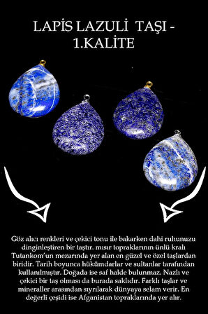 Sertifikalı Damla Model Lapis Lazuli Taşı Kolye (GÜMÜŞ APARATLI)