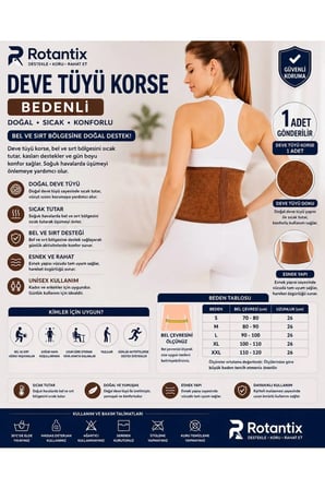 Bel Korsesi Yün Korse Deve Tüyü Bel Kuşağı Sıcak Tutar Yünlü Korse Kadın erkek (1 ADET )