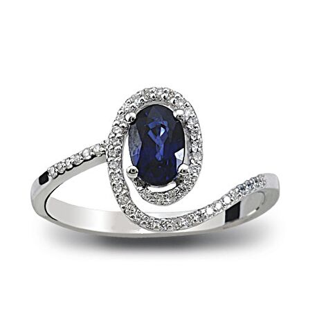 0.73 Ct Pırlanta Safir Yüzük RTY11