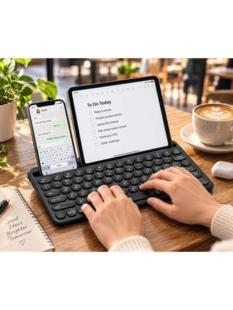 Luve Store Bluetooth Kablosuz Klavye 78 Tuşlu İngilizce Q Şarjlı Tablet Telefon Standlı