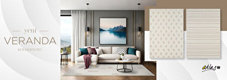 Atlas Halı Veranda RU05A Krem Silinebilir Yumuşak Leke Tutmaz Antialerjik Bukle Halı