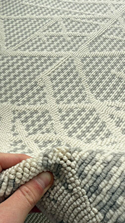 Atlas Halı Veranda RU07B Gri Krem Silinebilir Yumuşak Leke Tutmaz Antialerjik Bukle Halı