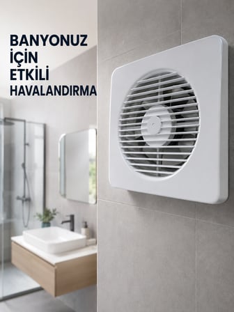 20 W Havalandırma Fanı 150 mm Bağlantı Çapı 20,8 x 20,8 cm Dekoratif Aspiratör