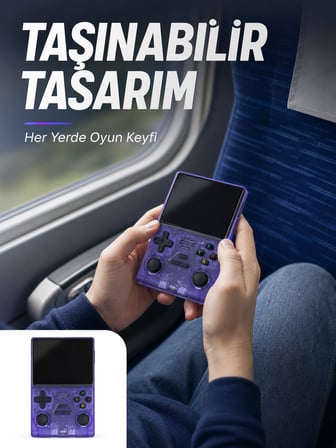 Kablosuz Kollu 3.5 İnç IPS Ekranlı Retro El Oyun Konsolu