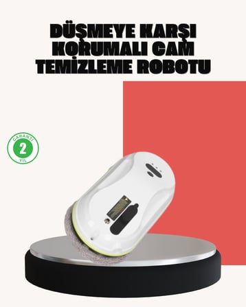 UPS Destekli Düşmeye Karşı Korumalı Cam Temizleme Robotu