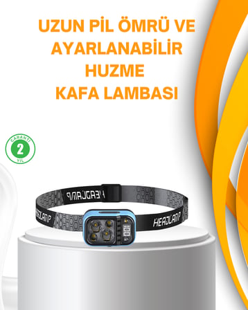 Su Geçirmez LED Kafa Lambası 53 Çalışma Modu Güç Ekranlı
