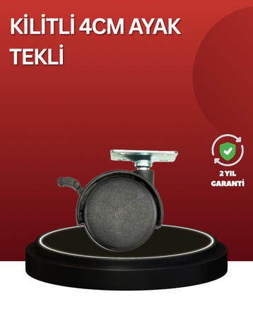 Sessiz Dönen Kilitli Mobilya Tekerleği 4 cm