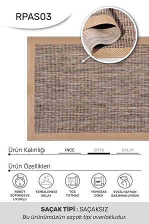 Nistanbul Nis-018 Desen 5 Kahve/Vizon Salon, Oturma Odası ve Mutfak Halısı - Robot Süpürge Uyumlu, Kolay Temizlenebilir