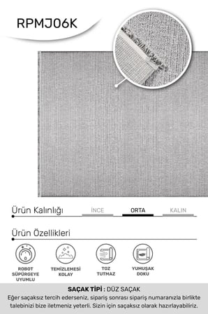 Nistanbul Nis-038 Desen 1 Gri Oturma Odası, Koridor ve Yatak Odası Halısı - Robot Süpürge Uyumlu, Kolay Temizlenebilir