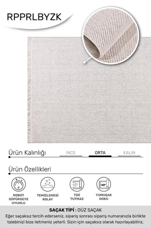Nistanbul Nis-035 Desen 2 Beyaz Oturma Odası, Koridor ve Yatak Odası Halısı - Robot Süpürge Uyumlu, Kolay Temizlenebilir