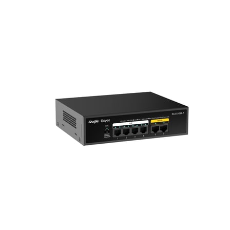 RUIJIE REYEE RG-ES106F-P 6 Port Megabit Tak Çalıştır Switch, 2 Fast Ethernet Uplink, 4 Port PoE+ (54W)