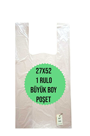 1 RULO POŞET HIŞIR MARKET MANAV ALIŞVERİŞ BÜYÜK BOY 27x52cm ŞEFFAF 200 ADET