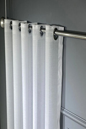 Beyaz Linen Rustik Keten Tül Perde