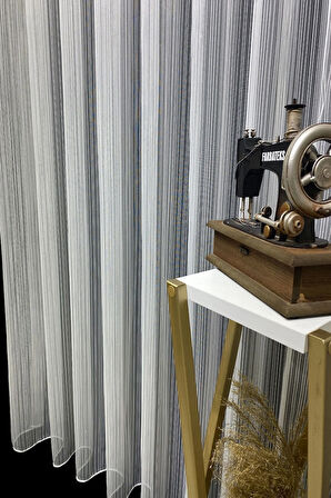 Çizgili Modern Tasarım Rustik Kuşgözü Tül Perde