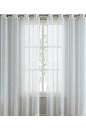 Krem Linen Keten Rustik Tül Perde Kuşgözü Perde Rustik Tül Perde