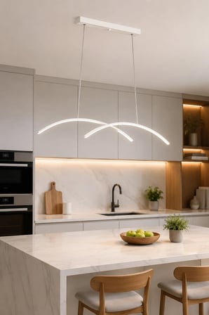 Rüzgar Beyaz Renk Modern Tasarım Beyaz Ledli Cafe - Mutfak - Salon Led Avize