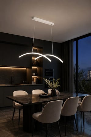 Rüzgar Beyaz Renk Modern Tasarım Beyaz Ledli Cafe - Mutfak - Salon Led Avize