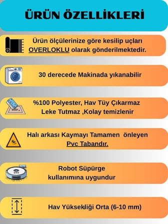 Krem Yeşil Modern Yıkanabilir Kabartmalı Kaymaz Taban Kesme Halı Yolluk