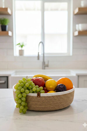 El Yapımı 3’lü Yuvarlak Jüt Dekoratif Sepet Seti