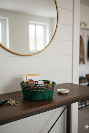 El Yapımı 3’lü Yuvarlak Jüt Dekoratif Sepet Seti