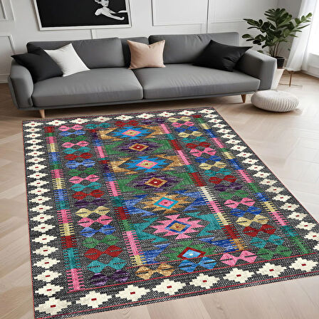 Rovigo Home Dijital Baskı Yıkanabilir Kaymaz Taban Salon Halısı Ve Yolluk RV127-FNL433