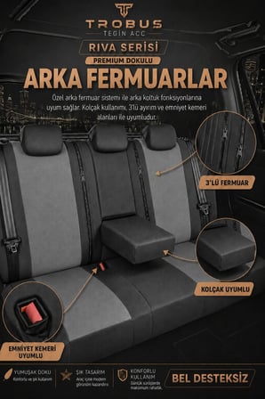 Hyundai Accent Era 2006-2011 Uyumlu Riva Serisi Tay Tüyü Bel Destekli Füme Siyah Koltuk Kılıfı