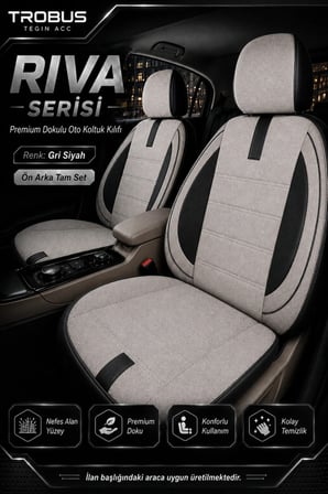 Hyundai ix35 2010-2015 Uyumlu Riva Serisi Tay Tüyü Bel Destekli Bej Siyah Premium Koltuk Kılıfı