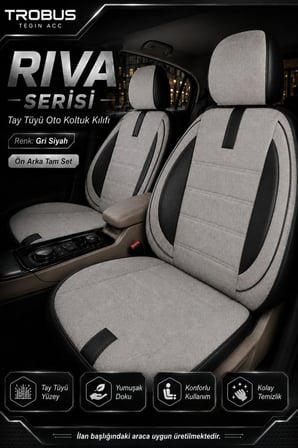Nissan Juke 2010+ Uyumlu Riva Serisi Tay Tüyü Otropedik Gri Siyah Premium Koltuk Kılıfı