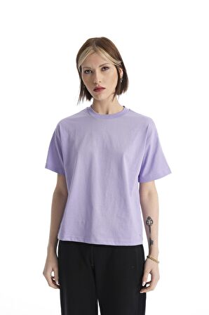 Lila Bisiklet Yaka T-shirt