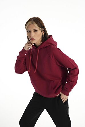 Bordo Örme Unisex Basic Sweatshirt