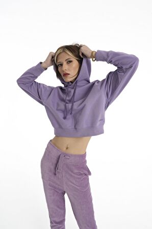 Mor Crop Serisi Sweatshirt