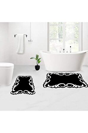 Dijital Baskı Yıkanabilir Kaymaz 2'li Banyo Paspası  RVG5115