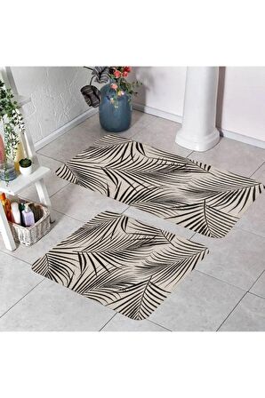 Dijital Baskı Yıkanabilir Kaymaz 2'li Banyo Paspası  RVG5134