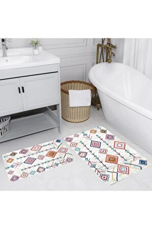 Dijital Baskı Yıkanabilir Kaymaz 2'li Banyo Paspası  RVG5139