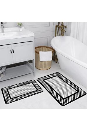 Dijital Baskı Yıkanabilir Kaymaz 2'li Banyo Paspası  RVG5147