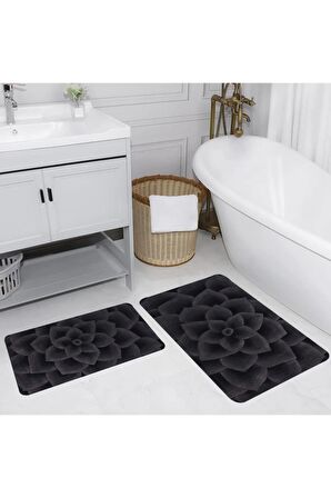 Dijital Baskı Yıkanabilir Kaymaz 2'li Banyo Paspası  RVG5155