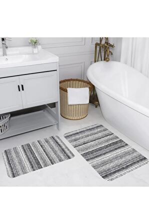 Dijital Baskı Yıkanabilir Kaymaz 2'li Banyo Paspası  RVG5159