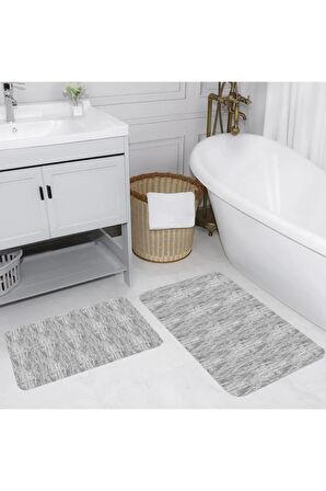 Dijital Baskı Yıkanabilir Kaymaz 2'li Banyo Paspası  RVG5166