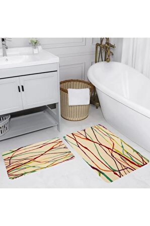 Dijital Baskı Yıkanabilir Kaymaz 2'li Banyo Paspası  RVG5178