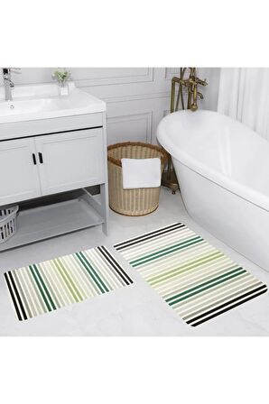 Dijital Baskı Yıkanabilir Kaymaz 2'li Banyo Paspası  RVG5181